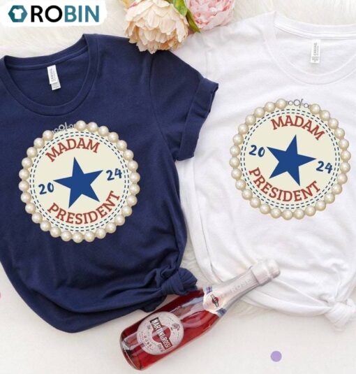 Madam 2024 Chucks And Pearls Shirt, USA Election Tee Tops Tank Top
