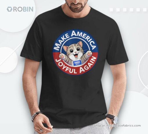 Make Cute Cat America Joyful Again Harris Waltz Saying Unisex Shirt