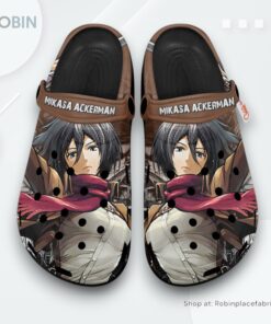 Mikasa Ackerman Crocs Shoes, Anime Gifts, Attack on Titan Anime Unique Gifts