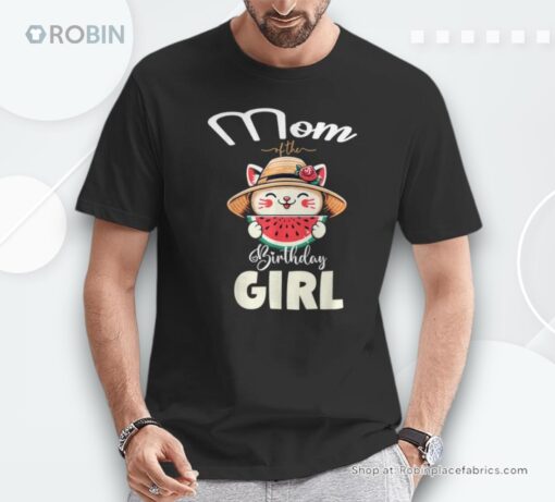 Mom Of The Birthday Girl Kitty Birthday Girl Cat Unisex Shirt