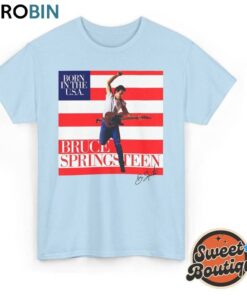 New Rare Bruce Springsteen Shirt, Born In The Usa With Signature Unisex Hoodie Crewneck