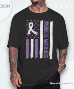 Overdose Awareness Month American Flag Ribbon Unisex Shirt