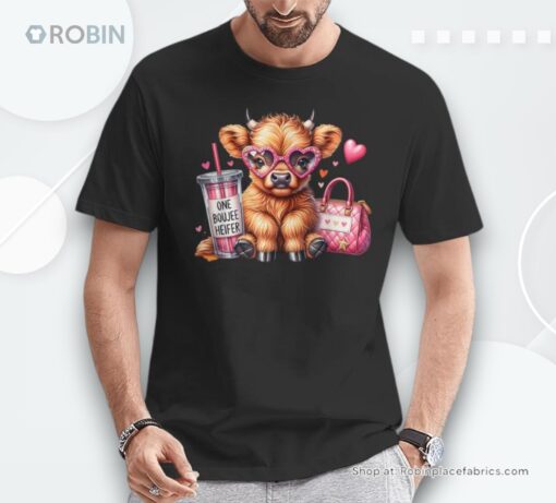 One Boujee Heifer Highland Cow Bougie Pink Tumbler Handbag Unisex Shirt