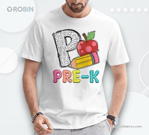 P Is For Pre K Teacher Pencil Apple Back To School Unisex Shirt