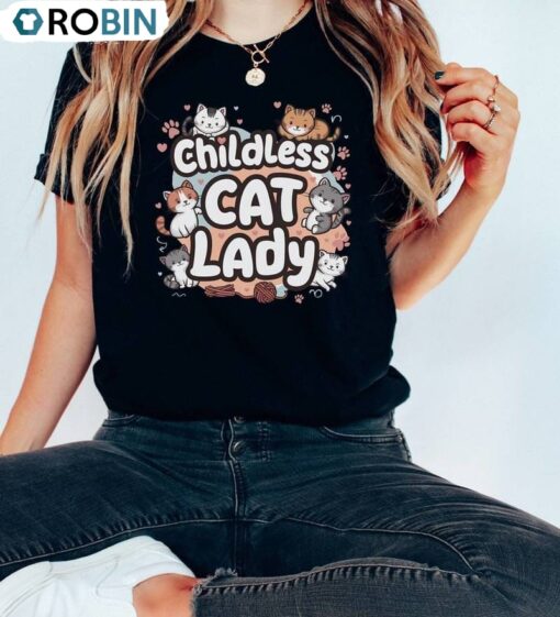 Political Childless Cat Lady Shirt, Cute 2024 ElectionUnisex T Unisex Shirt, Hoodie, Sweatshirt
