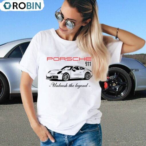 Porsche 911 New Rare T Shirt, Unleash The Legend Short Sleeve Crewneck