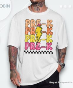 Pre K Lightning Bolt Pencil Retro Teacher Boys Girls Unisex Shirt