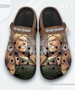 Reiner Braun Crocs Shoes, Anime Gifts, AOT Anime Gifts for Fans