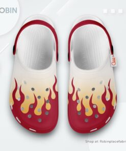 Rengoku Crocs Shoes Custom Cosplay Style, Kimetsu no Yaiba Team Gifts Rengoku Crocs Shoes Custom Cosplay Style, Kimetsu no Yaiba Team Gifts