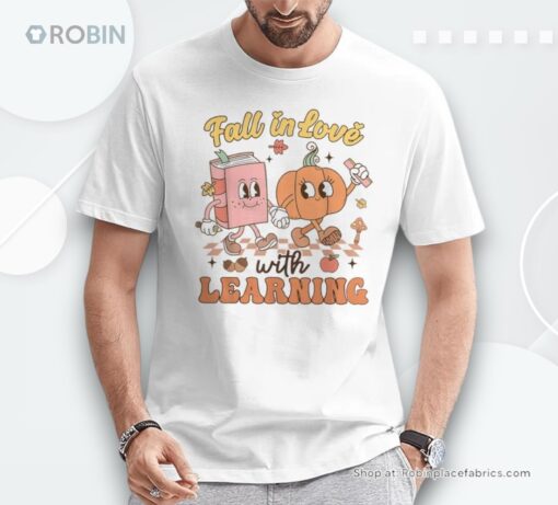 Retro Fall In Love Learning Teacher Pumpkin Spooky Teacher Unisex Shirt