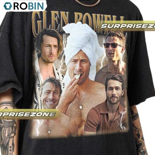 Retro Glen Powell Shirt, Softstyle Sweatshirt Unisex Hoodie