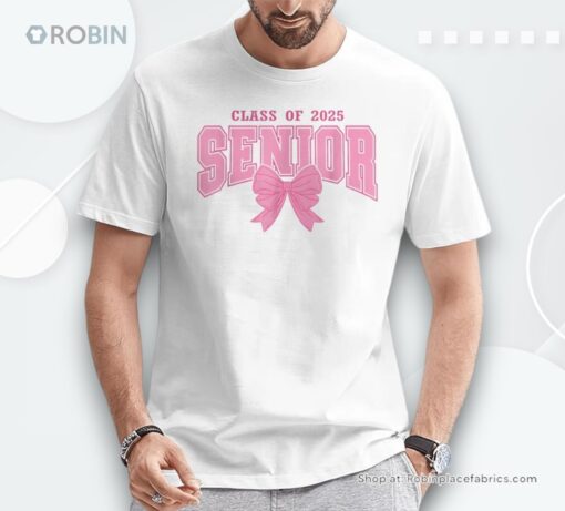 Retro Senior 25 Class Of 2025 Graduation Coquette Pink Bow Unisex Shirt