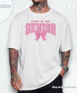 Retro Senior 25 Class Of 2025 Graduation Coquette Pink Bow Unisex Shirt Retro Senior 25 Class Of 2025 Graduation Coquette Pink Bow Unisex Shirt