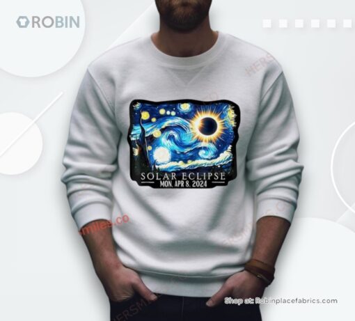 Retro Starry Night & Solar Eclipse Of April 8, 2024 Shirt