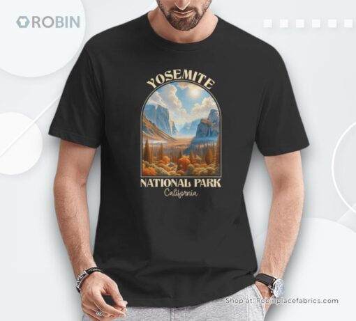 Retro Yosemite National Park Autumn Season Camping Hiking Unisex Shirt