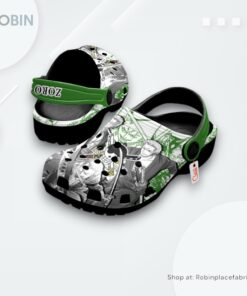 Roronoa Zoro Clogs Manga Style Personalized Name, One Piece Anime Footwear