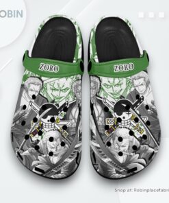 Roronoa Zoro Clogs Manga Style Personalized Name, One Piece Anime Footwear