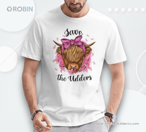 Save The Udders Breast Cancer Awareness Warrior Cow Support Unisex Shirt