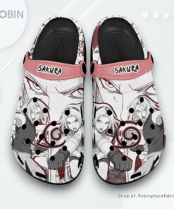 Sakura Haruno Crocs Shoes Manga Style Personalized, Naruto Anime Gear Sakura Haruno Crocs Shoes Manga Style Personalized, Naruto Anime Gear