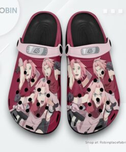 Sakura Haruno Crocs Shoes Pattern Style, Sakura Shoes Sakura Haruno Crocs Shoes Pattern Style, Sakura Shoes
