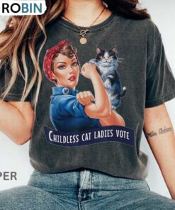 Strong Childless Cat Lady Shirt, Vote 2024 Feminist Long Sleeve Tank Top
