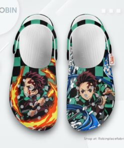 Tanjiro Clogs Anime Custom Sun & Water Breathing, Kimetsu no Yaiba Unique Gifts