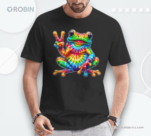 Tie Dye Frog Peace Sign Hippie Unisex Shirt