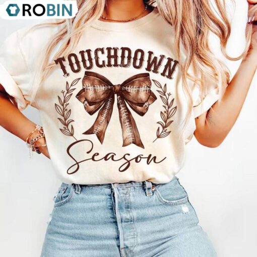 Touchdown Season Coquette Short Sleeve , Coquette Football Sweater Hoodie