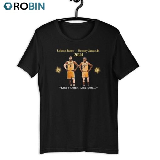 Trendy Jr Lakers Basketball T Shirt , LeBron And Bronny Shirt Short Sleeve