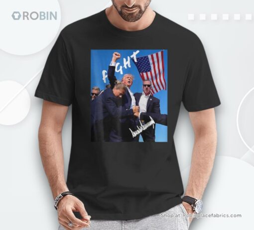 Trump Fight Fist Stand Rally Shot 2024 Signature Edition Unisex Shirt