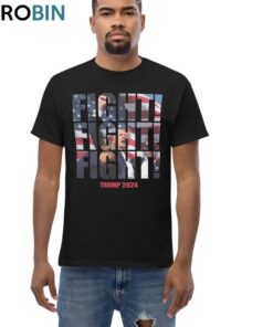 Trump Fight Inspirational Shirt, Trump Assassination Photo Unisex Hoodie Short Sleeve