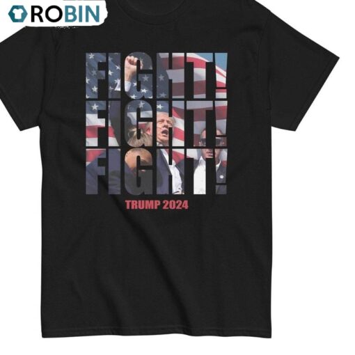 Trump Fight Inspirational Shirt, Trump Assassination Photo Unisex Hoodie Short Sleeve