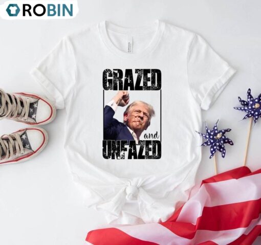 Trump Shot Fight Inspirational Long Sleeve , Limited Glazed And Unfazed Unisex Shirt, Hoodie, Sweatshirt