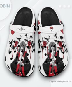 Uchiha Itachi Clogs Anime Sharingan Art Style, Naruto Anime Merch Uchiha Itachi Clogs Anime Sharingan Art Style, Naruto Anime Merch