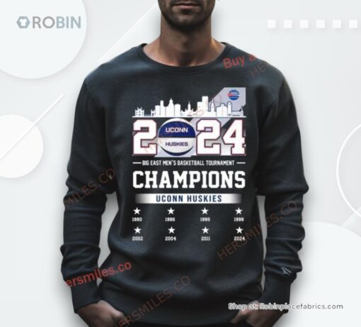 Uconn Huskies Skyline 2024 Big East Men’s Basketball Tournament Champions Shirt