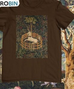 Unicorn In Captivity T Shirt , Trendy Bull Medieval Tapestry Art Long Sleeve Tee Tops Unicorn In Captivity T Shirt , Trendy Bull Medieval Tapestry Art Long Sleeve Tee Tops