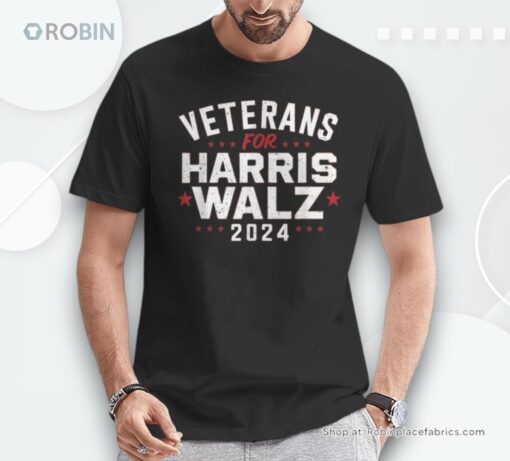 Veterans For Harris Waltz 2024 Election Vote Blue Democrat Unisex Shirt