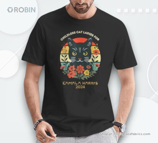 Vintage Childless Cat Ladies Cat Letters Cat Lettering 2024 Unisex Shirt