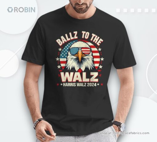 Vintage Eagle Usa Flag Ballz To The Walz Harris Walz 2024 Unisex Shirt
