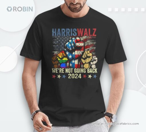 Vintage Harris Walz For President 2024 We’re Not Going Back Unisex Shirt