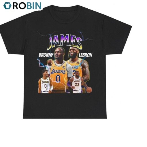 Vintage LeBron And Bronny Shirt, Unisex Hoodie Short Sleeve Gift For Fan