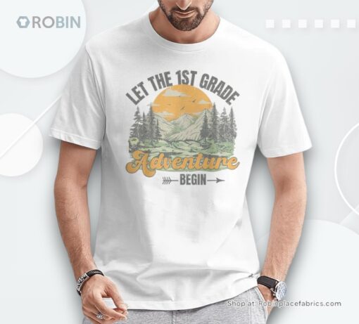 Vintage Let The 1st Grade Adventure Begin Teacher Students Unisex Shirt