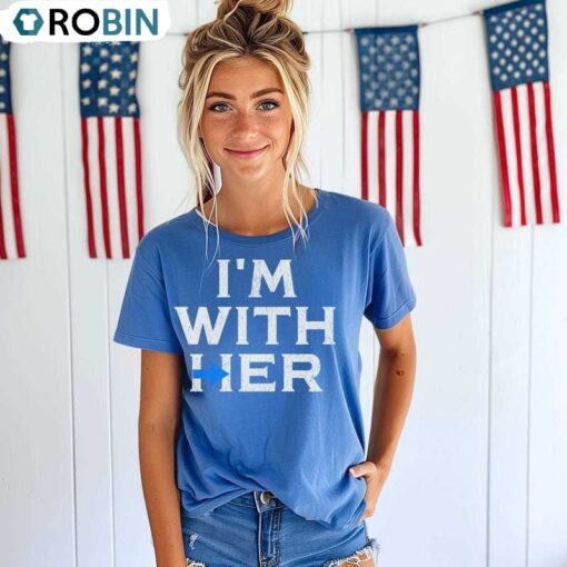 Vintage Look I’m With Her Kamala Shirt, Amrican Politics Crewneck Hoodie