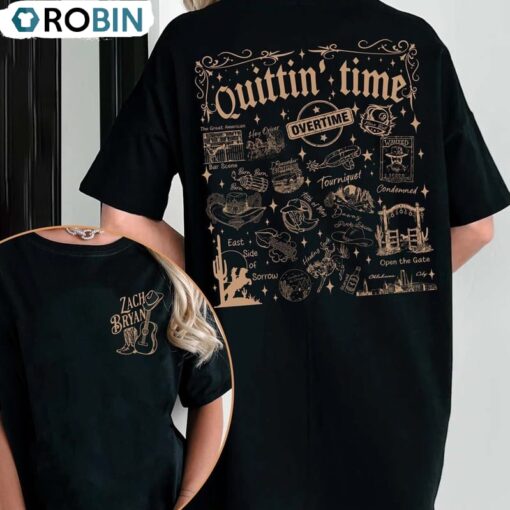 Vintage Zach Quittin Time Tour 2024 Sweatshirt , Zach Bryan Tour Shirt Sweater