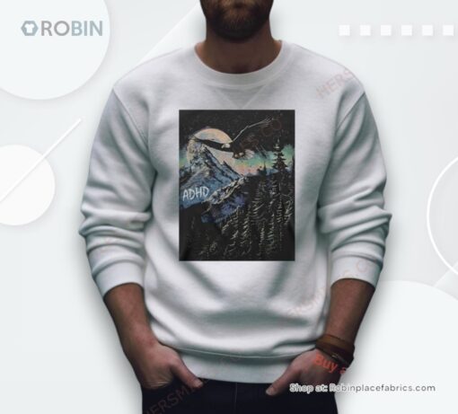 Wavey Goods Adhd Eagle Soaring Through The Glowing Night Sky Shirt