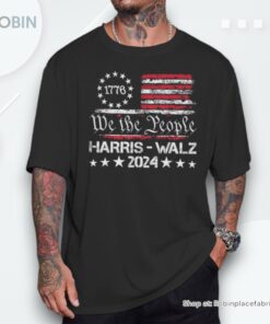 We The Harris Walz People 2024 Retro Vintage American Flag Unisex Shirt