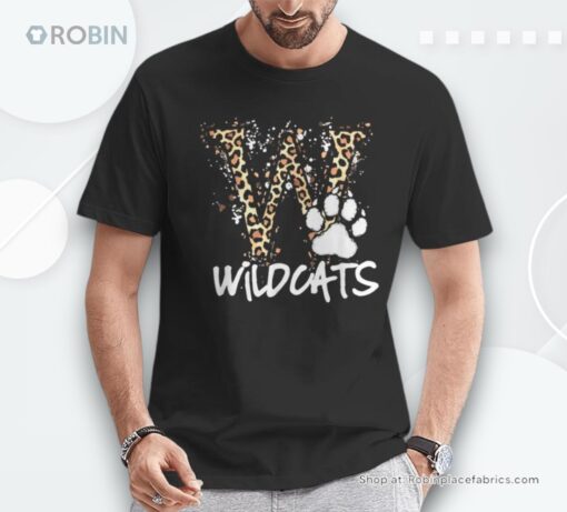 Wildcats Spirit Bold Letter W And Paw Print Unisex Shirt