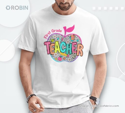 1St Grade Teacher Back To School Apple Dalmatian Dots Shirt