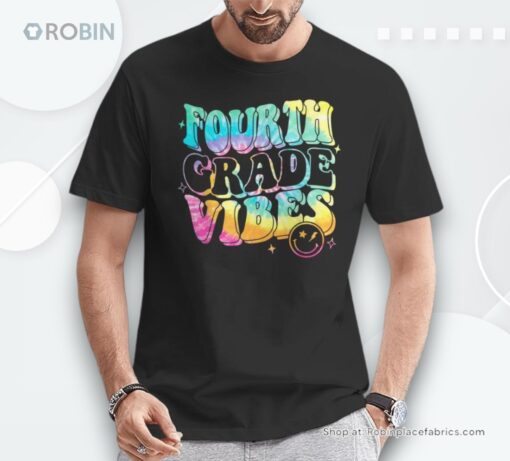 4Th Grade Vibes Groovy Smile Face Tie Dye Back To School Shirt