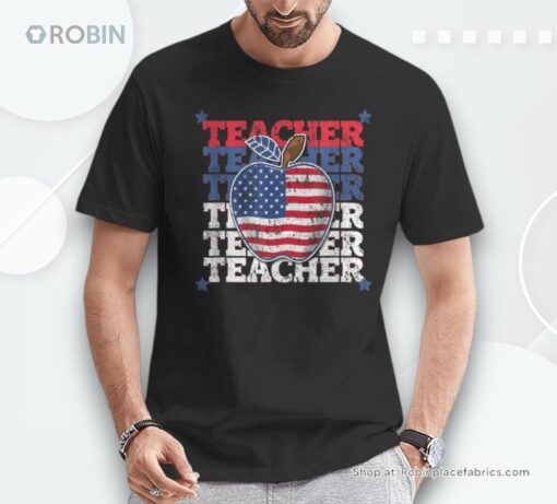 4Th Of July Red White And Blue Teacher Crew American Flag Shirt